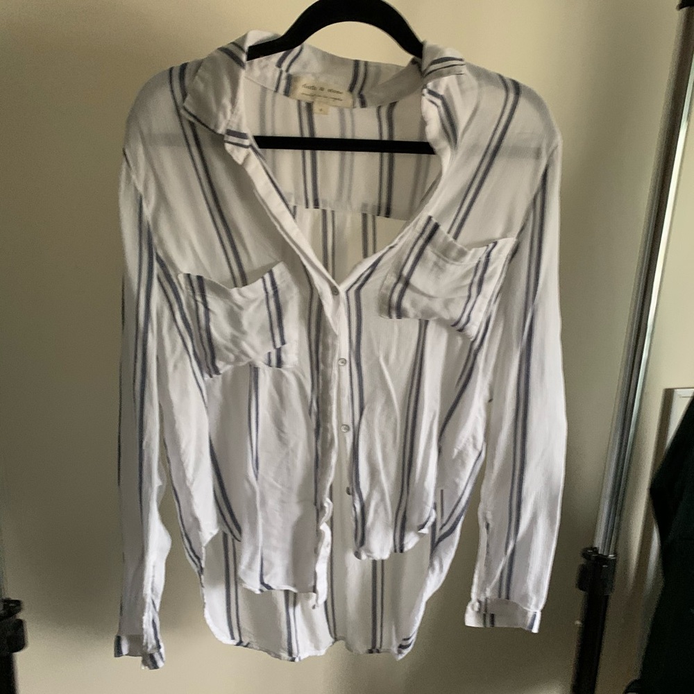 Preppy light blue and white button down